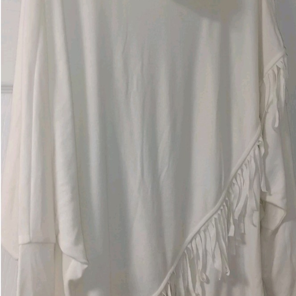 Kate & Mallory Cream Poncho with Fringe